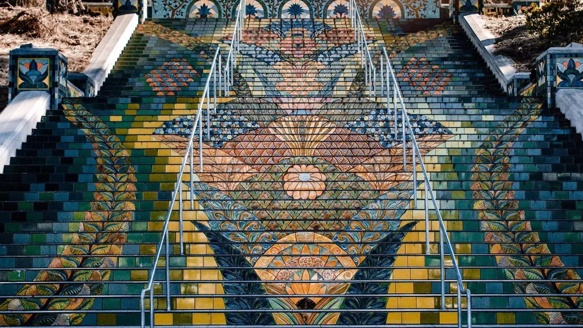 Image of Lincoln Park steps at sunset